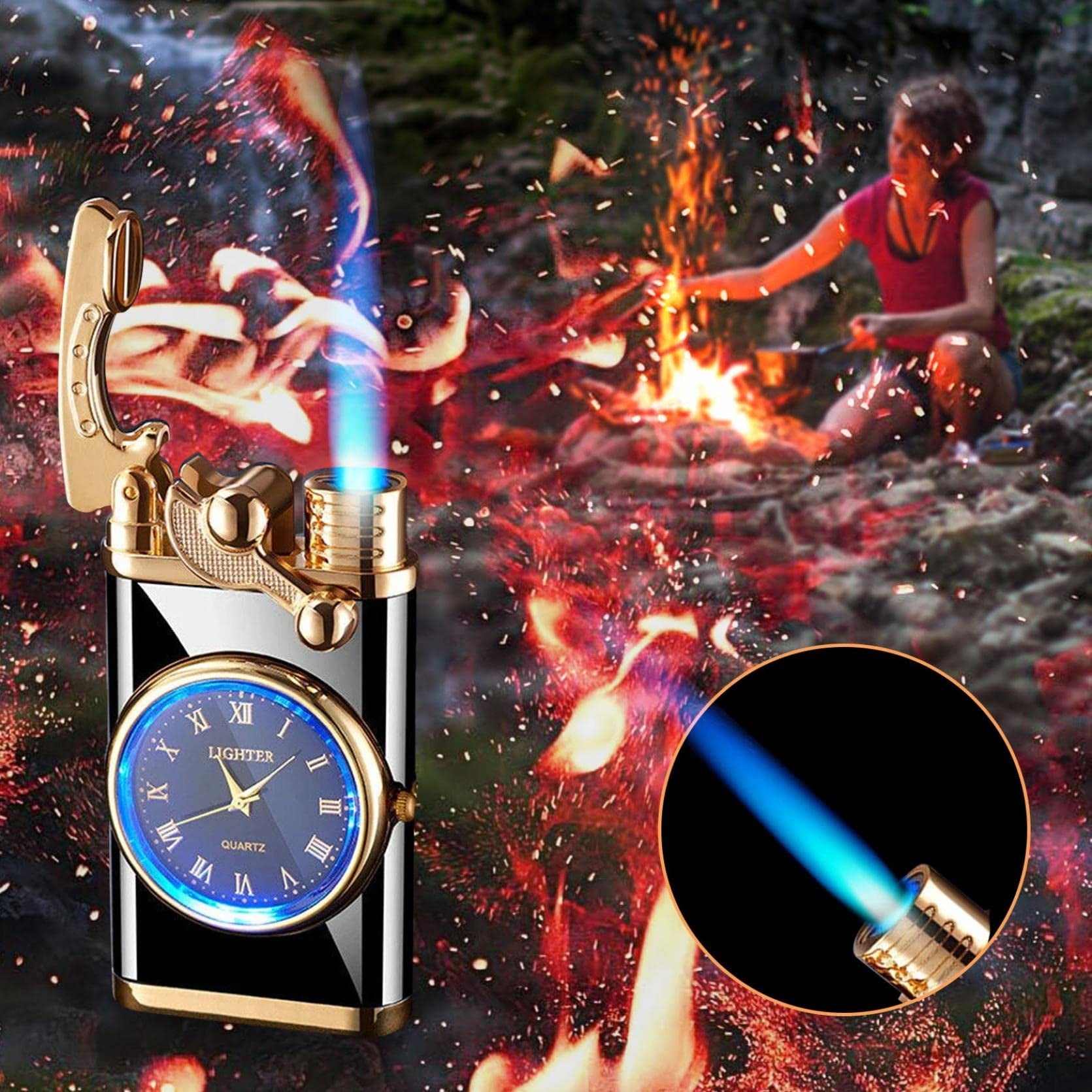 Blue Flame Automatic Ignition Windproof Lighter