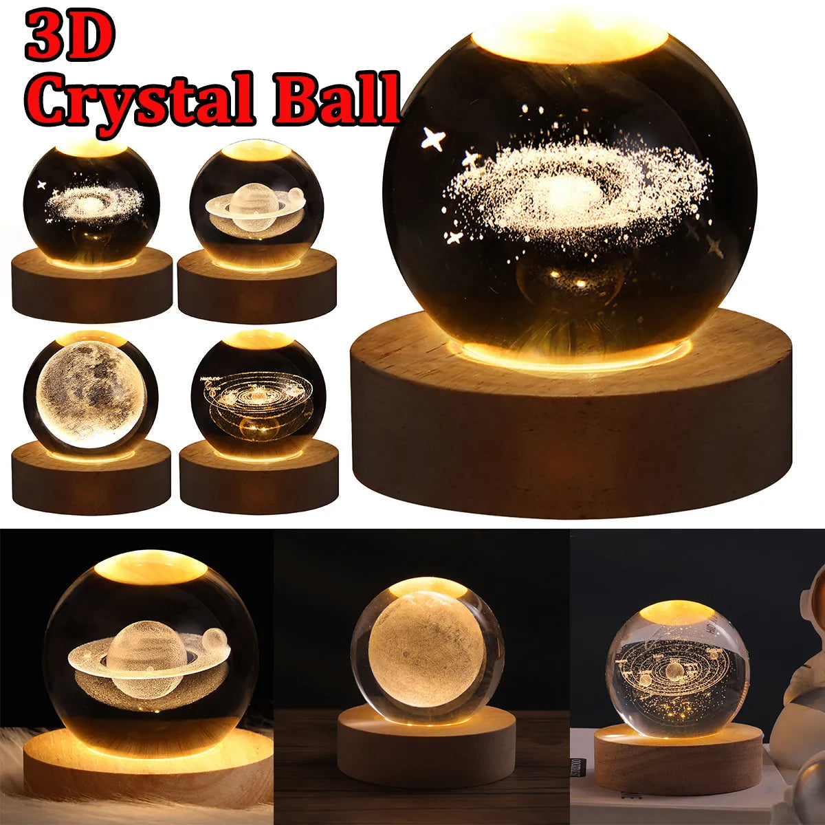 3D Crystal Ball Night Light