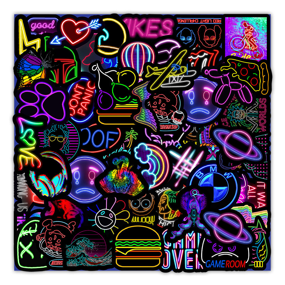 50 Car Trunk Neon Stickers