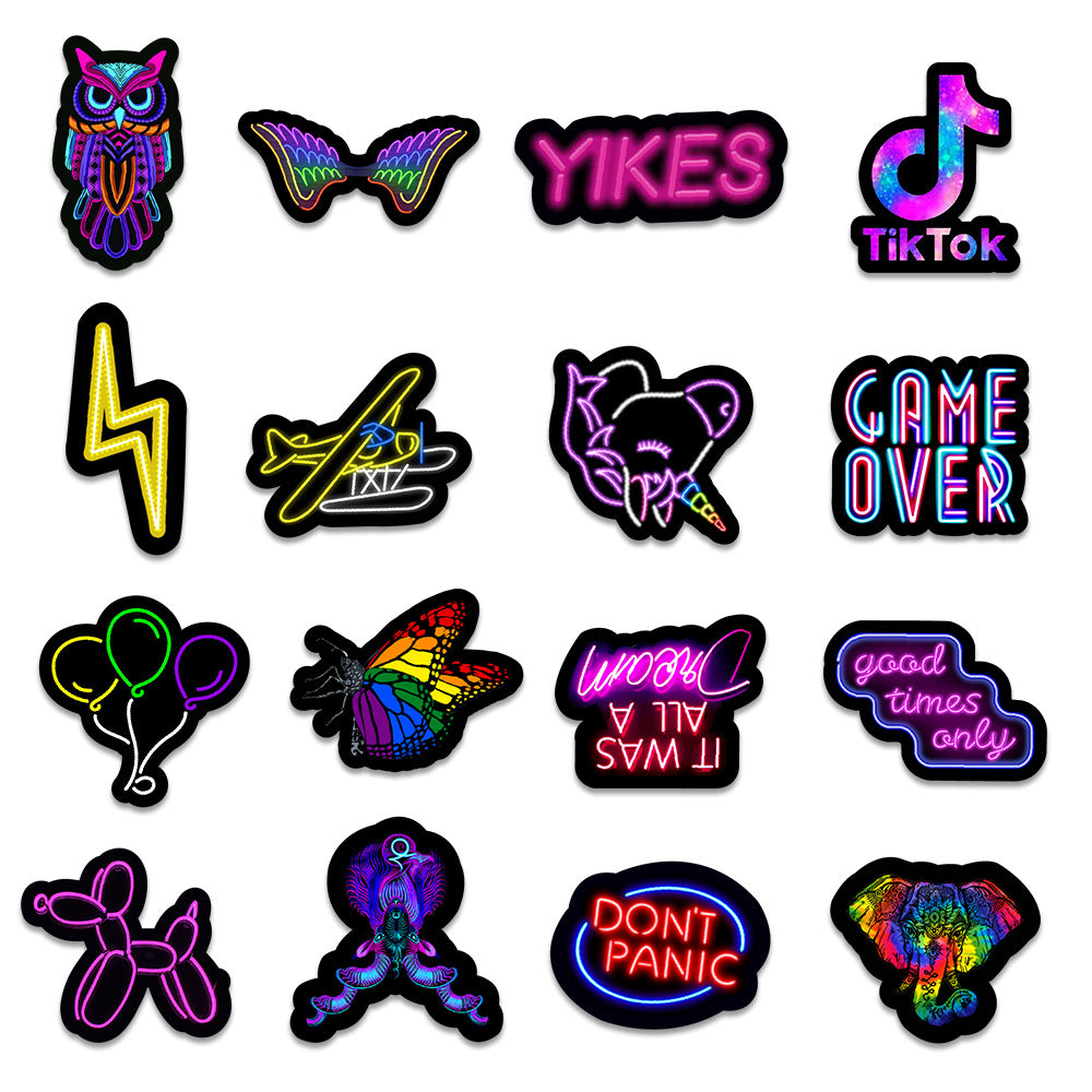 50 Car Trunk Neon Stickers