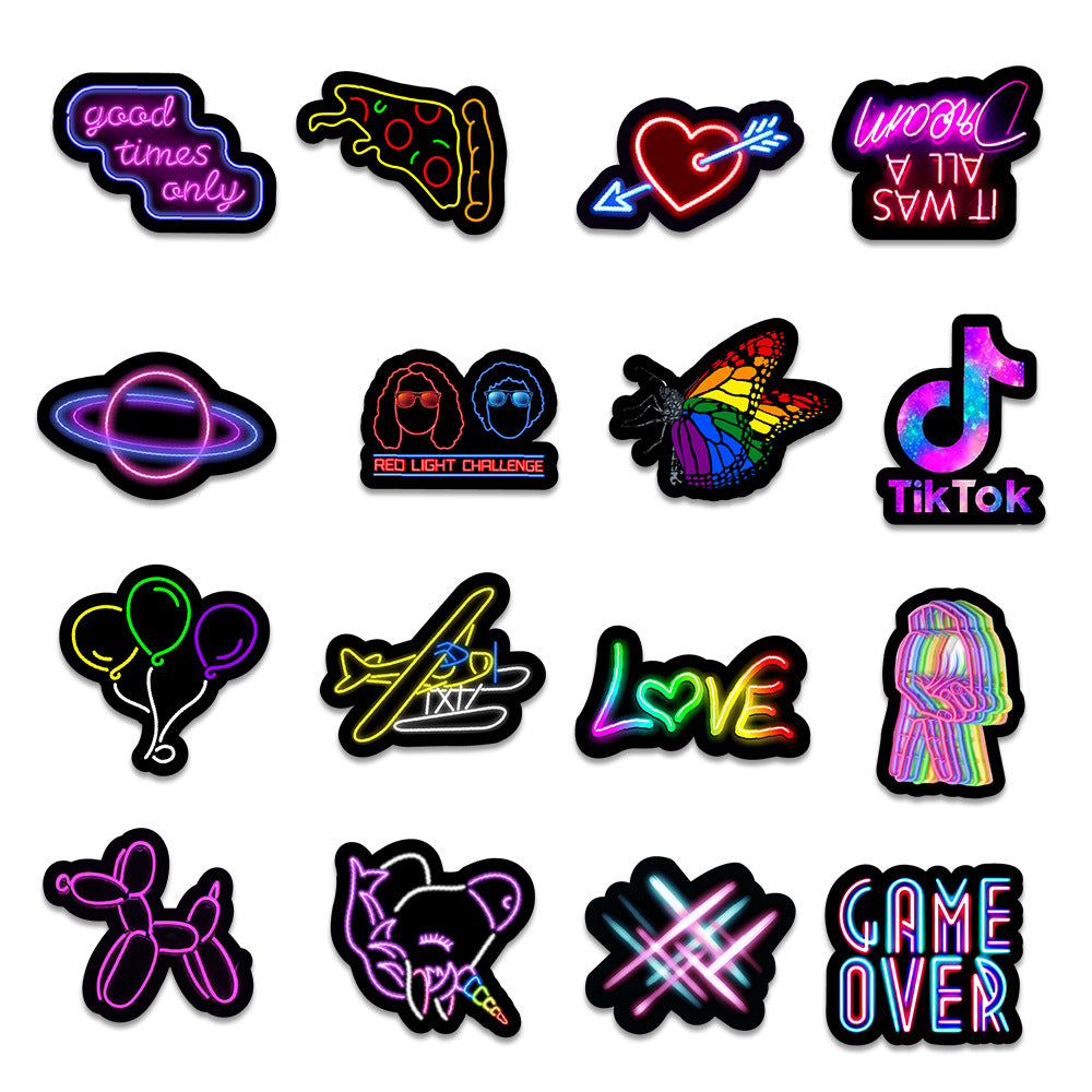 50 Car Trunk Neon Stickers